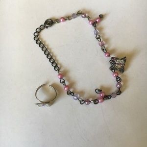 🔴Silver & purple butterfly anklet and toe ring